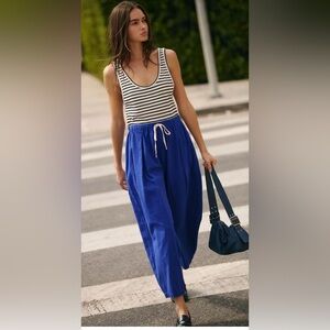 Free People Striped Top Blue Jumpsuit